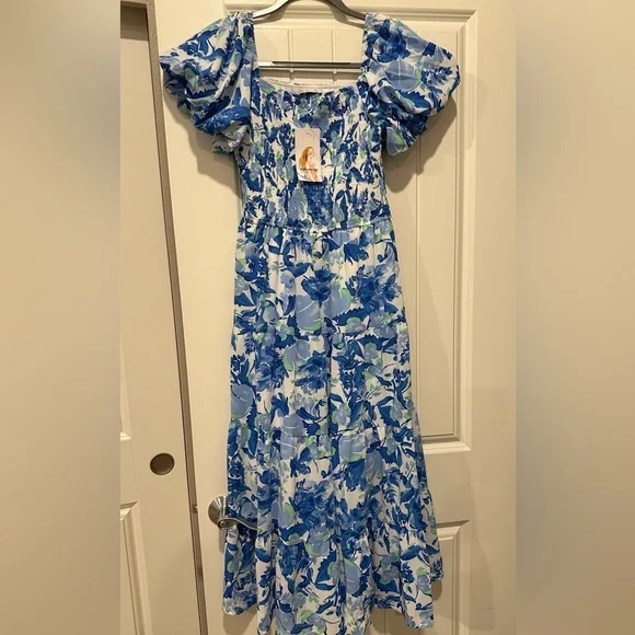 PRETTYGARDEN Womens Summer Puffy Short Sleeve Square Neck Smocked Tiered Ruffle - Picture 5 of 15